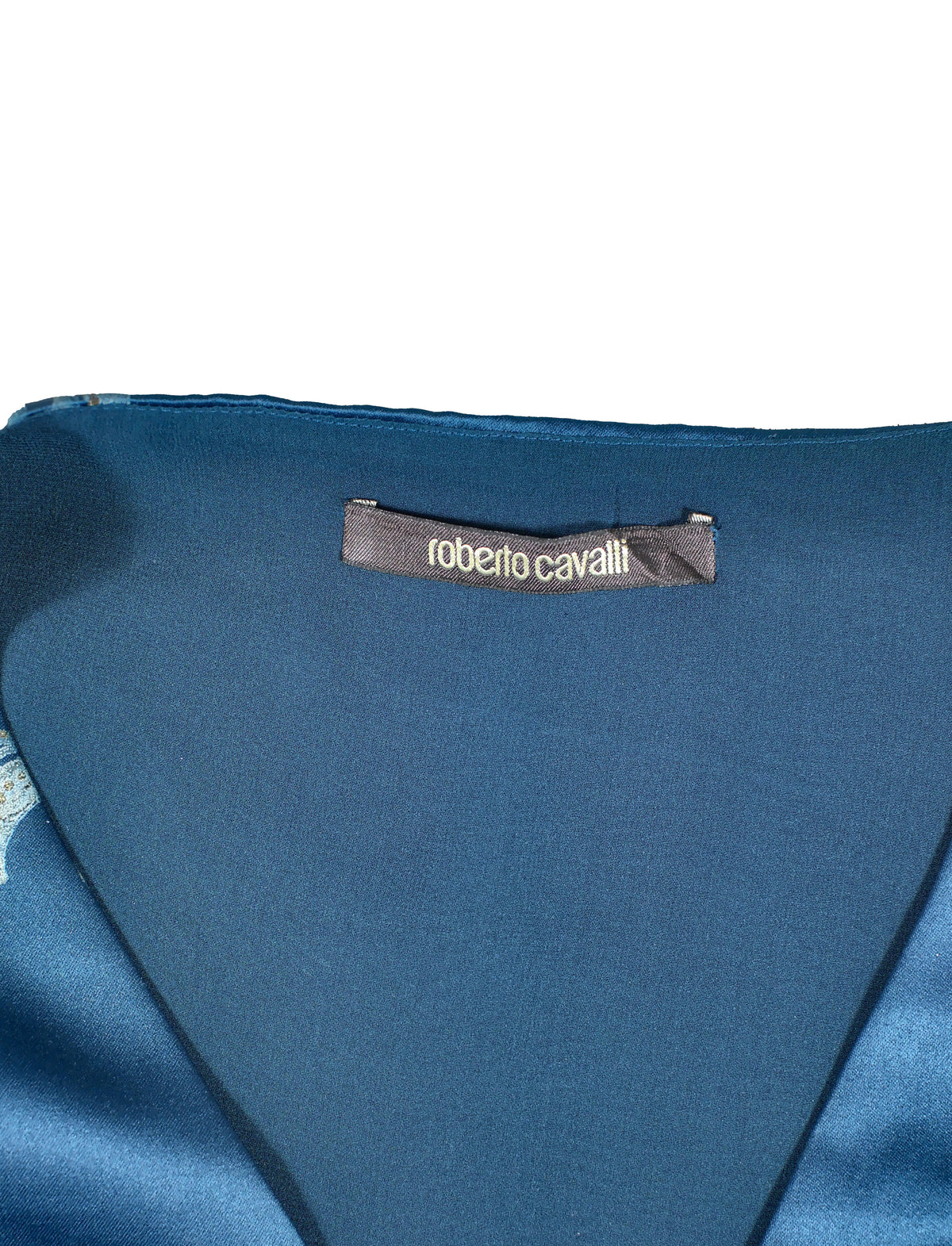 Roberto Cavalli Blue Printed Silk Dress