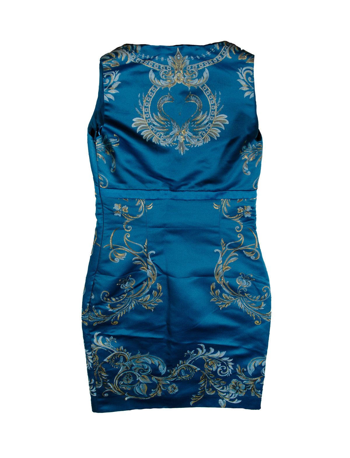 Roberto Cavalli Blue Printed Silk Dress