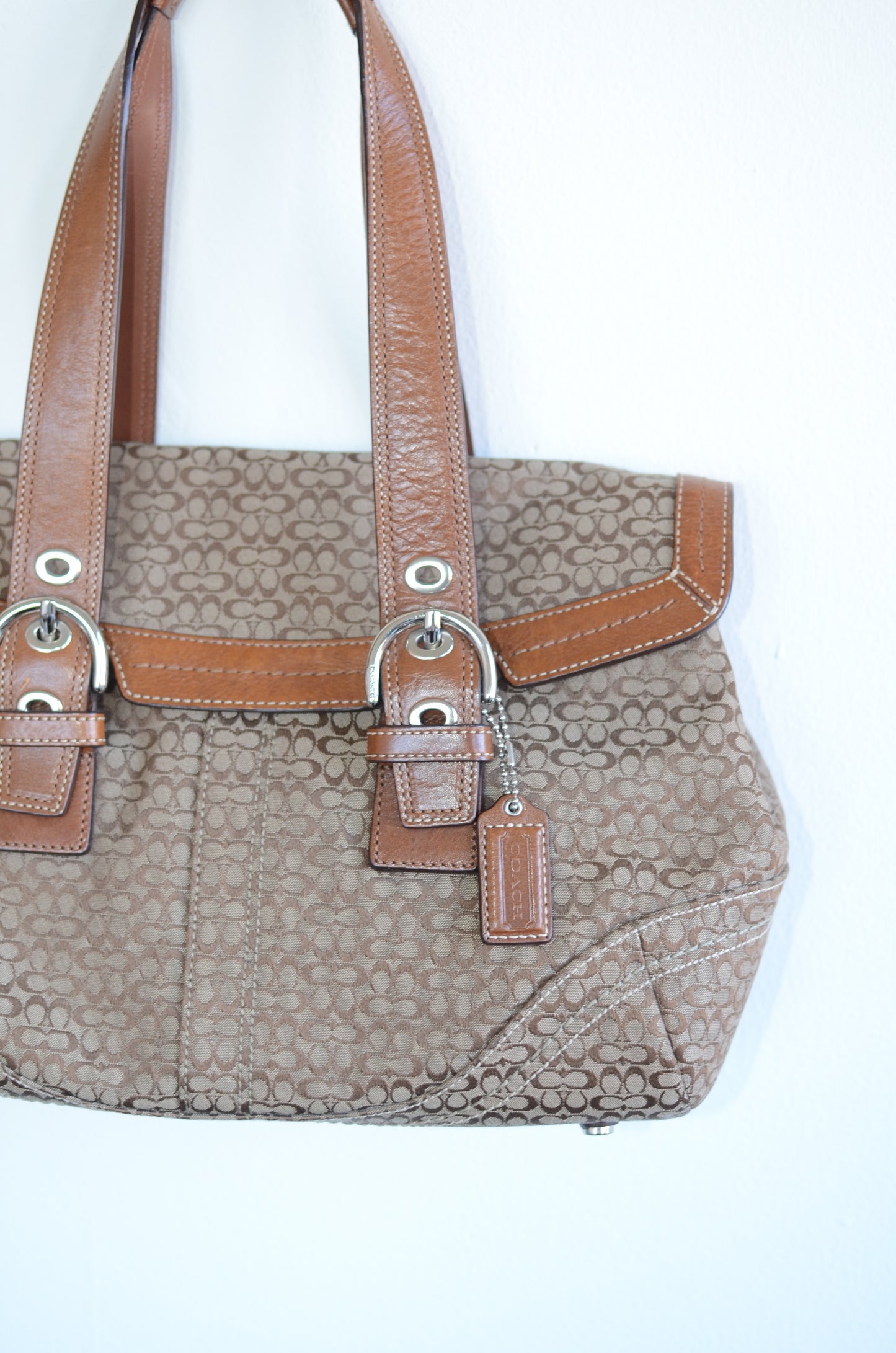 Vintage Coach Brown Monogram Shoulder Bag