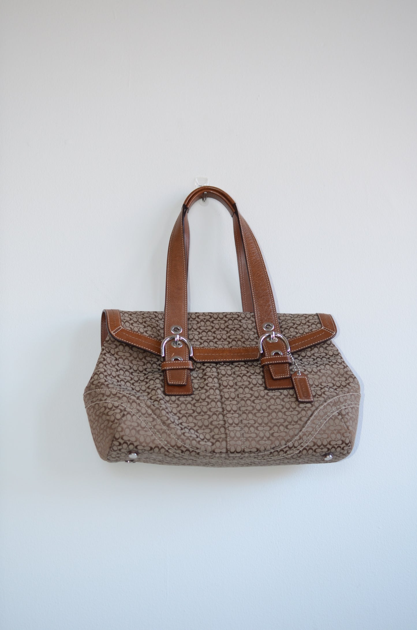 Vintage Coach Brown Monogram Shoulder Bag