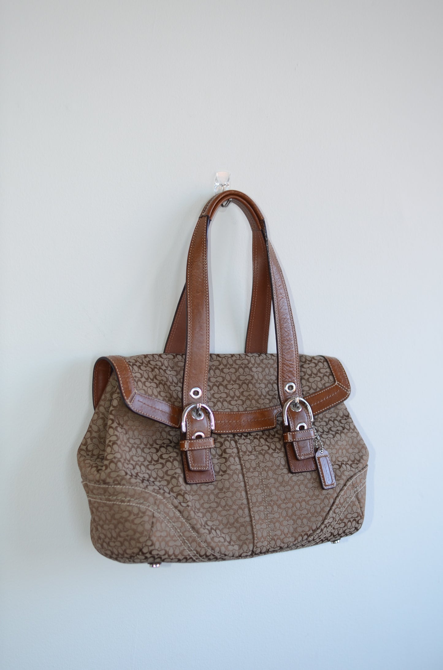 Vintage Coach Brown Monogram Shoulder Bag