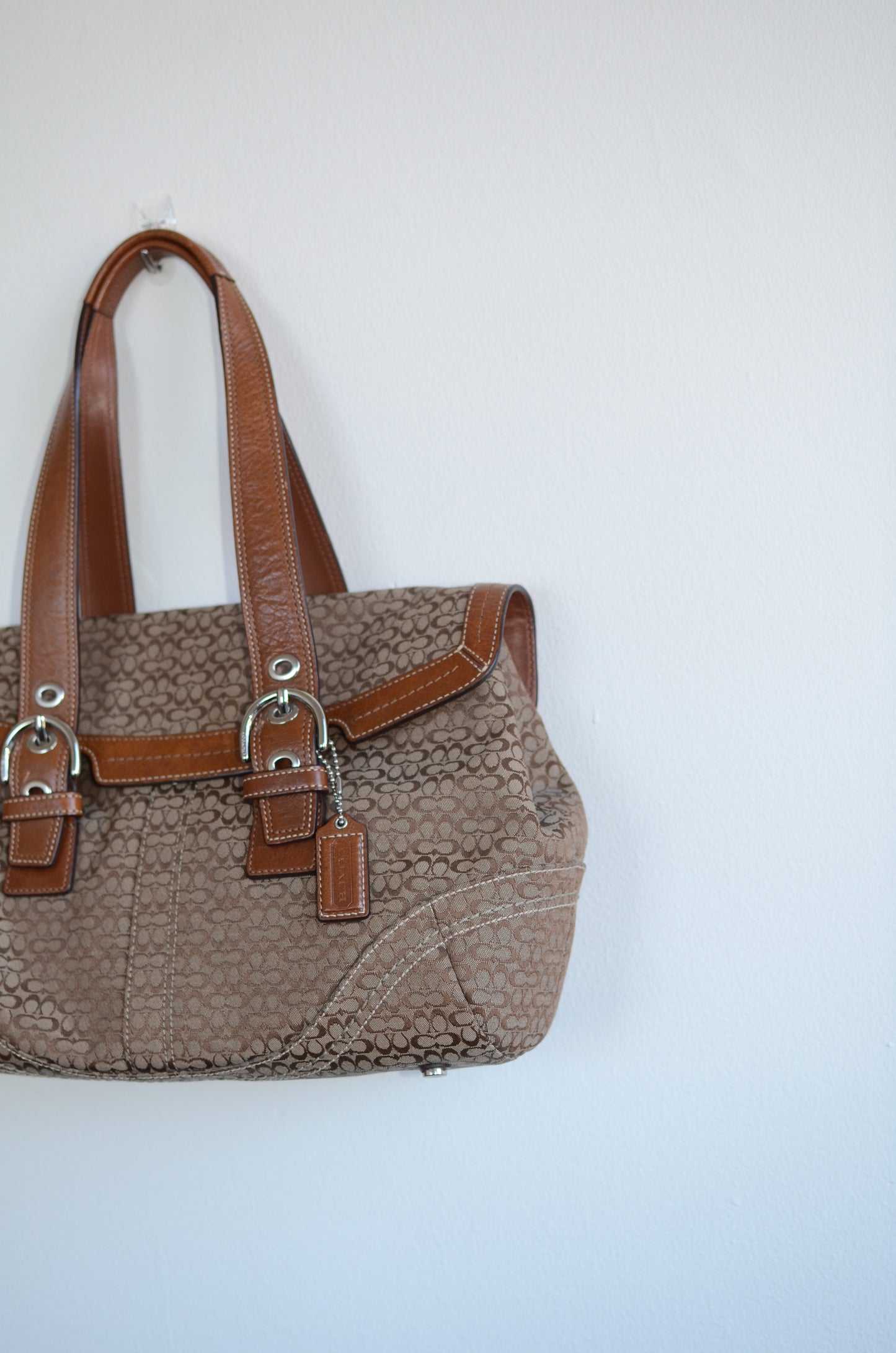 Vintage Coach Brown Monogram Shoulder Bag