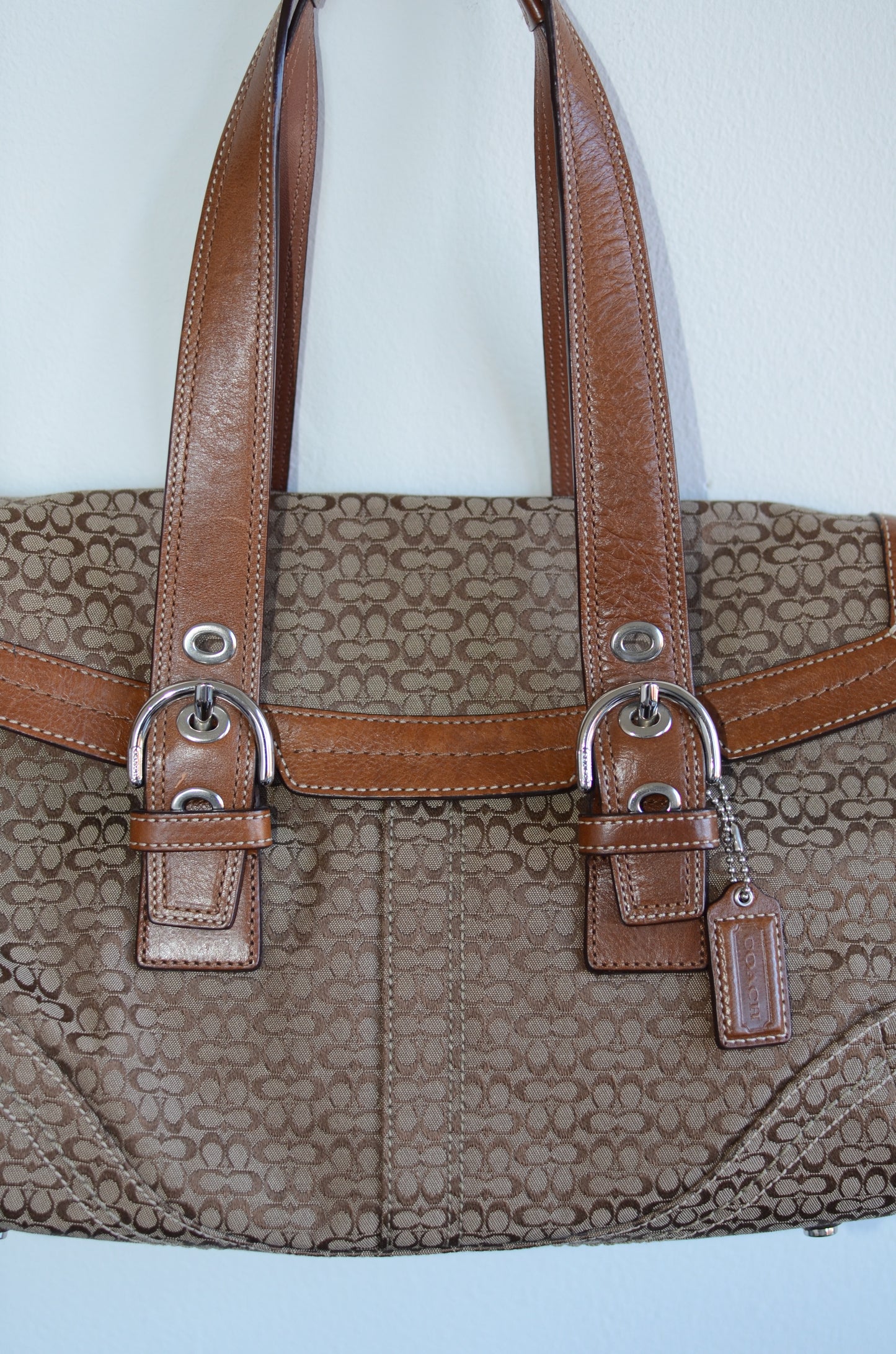 Vintage Coach Brown Monogram Shoulder Bag