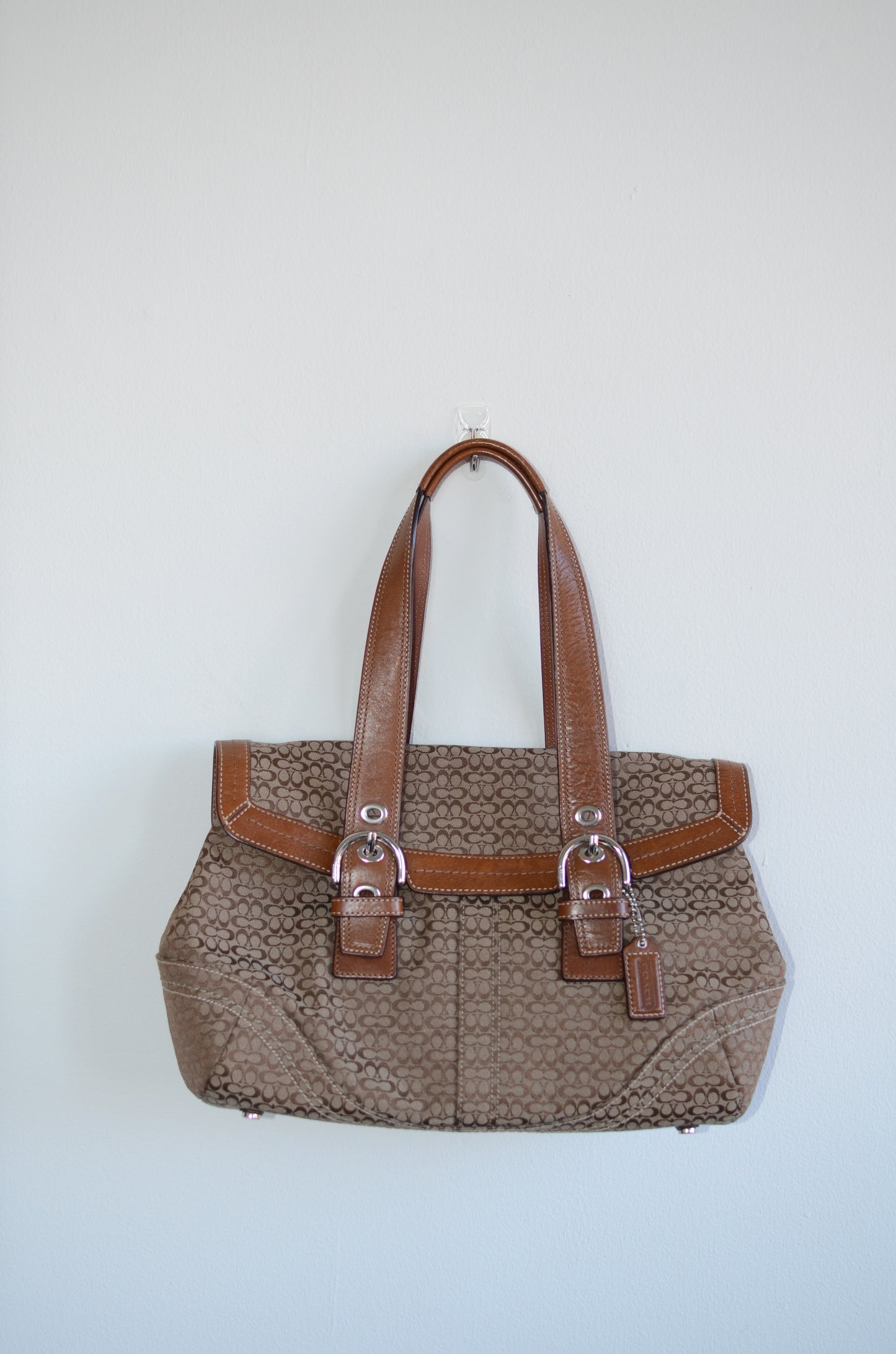 Vintage Coach Brown Monogram Shoulder Bag