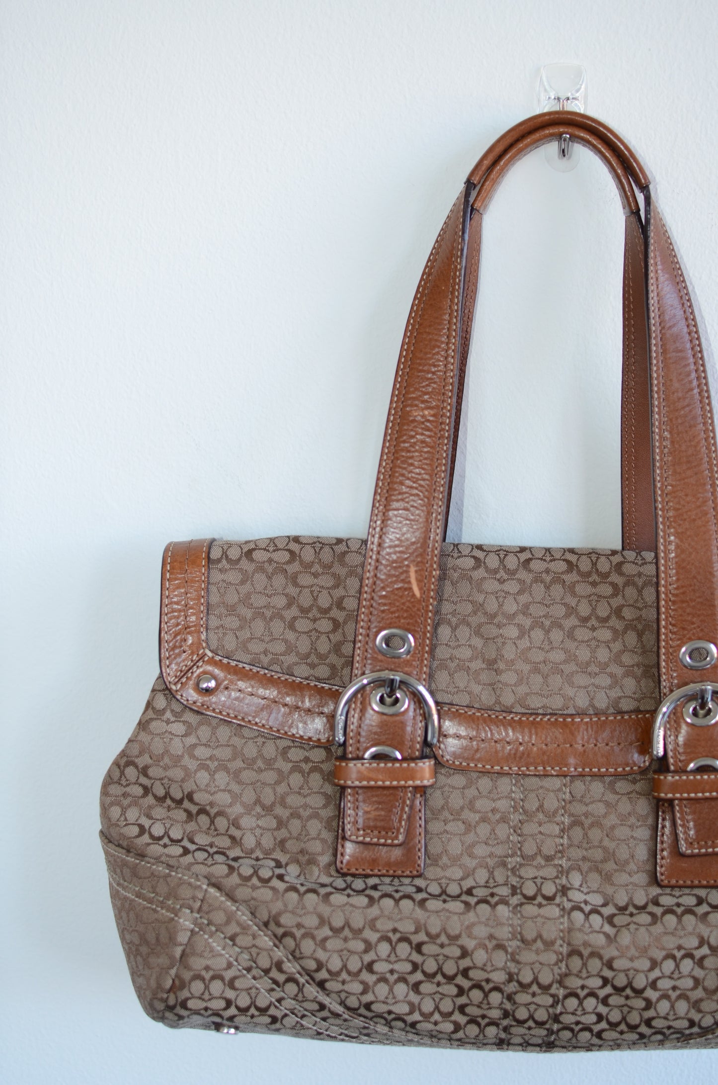 Vintage Coach Brown Monogram Shoulder Bag