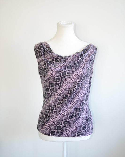 Purple 2000s Cowl Neck Top