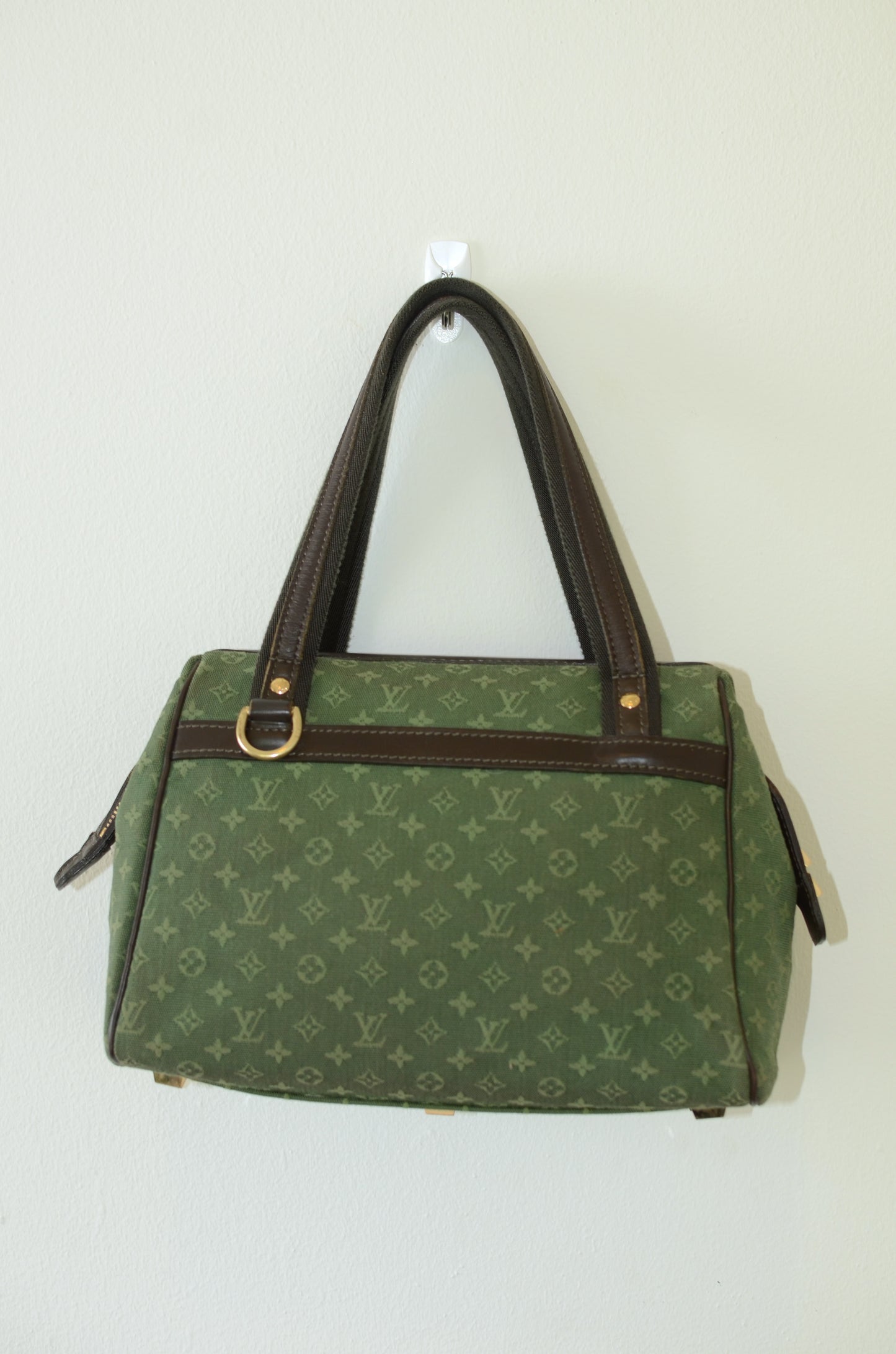 Rare Vintage Louis Vuitton Green Monogram Mini Lin Tote Bag
