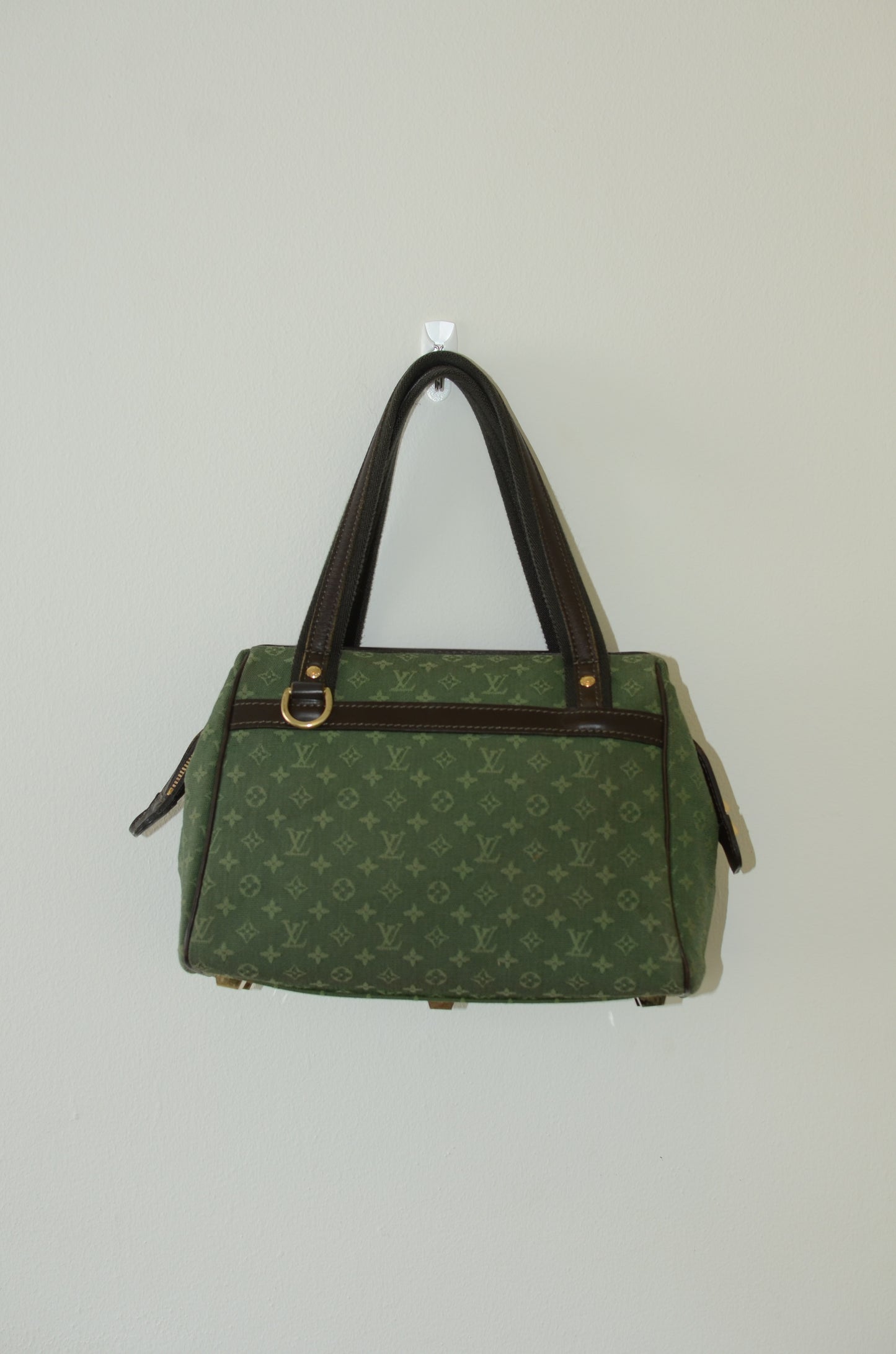 Rare Vintage Louis Vuitton Green Monogram Mini Lin Tote Bag
