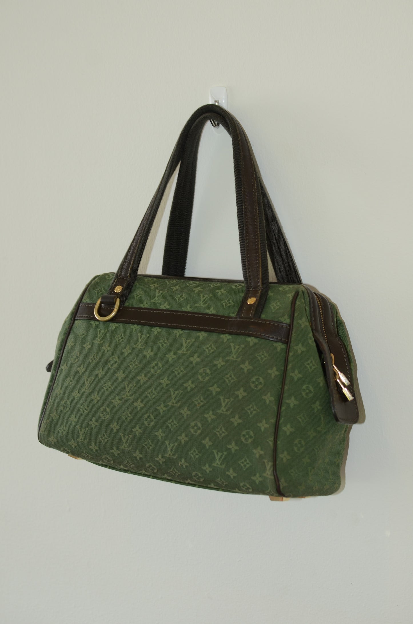 Rare Vintage Louis Vuitton Green Monogram Mini Lin Tote Bag