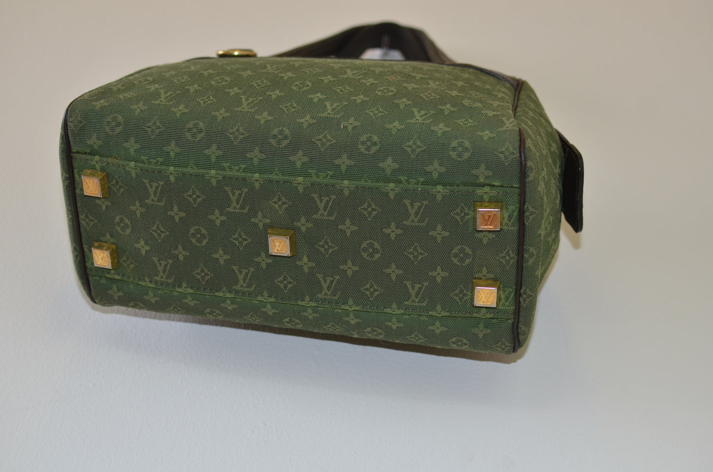 Rare Vintage Louis Vuitton Green Monogram Mini Lin Tote Bag