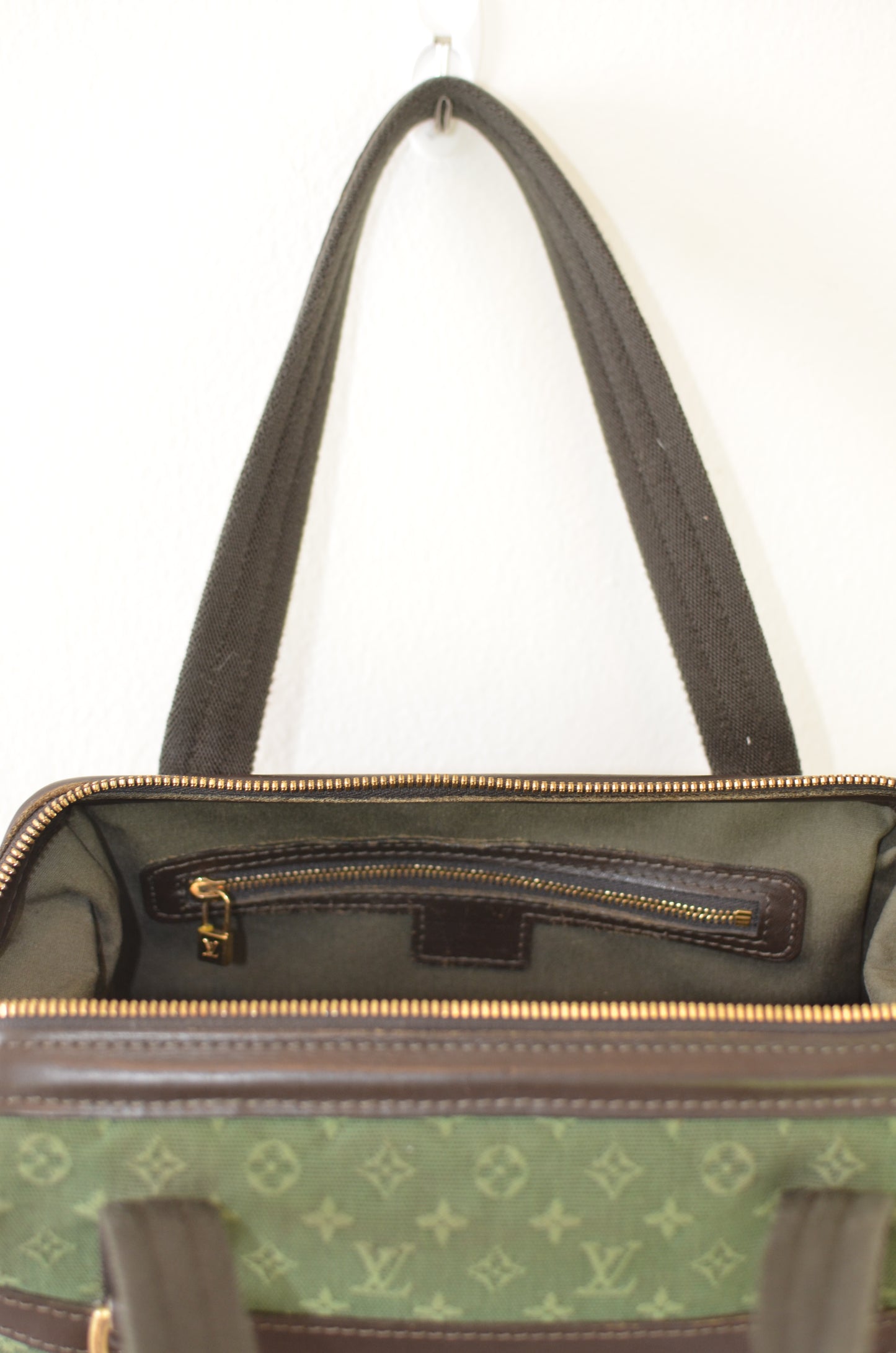 Rare Vintage Louis Vuitton Green Monogram Mini Lin Tote Bag