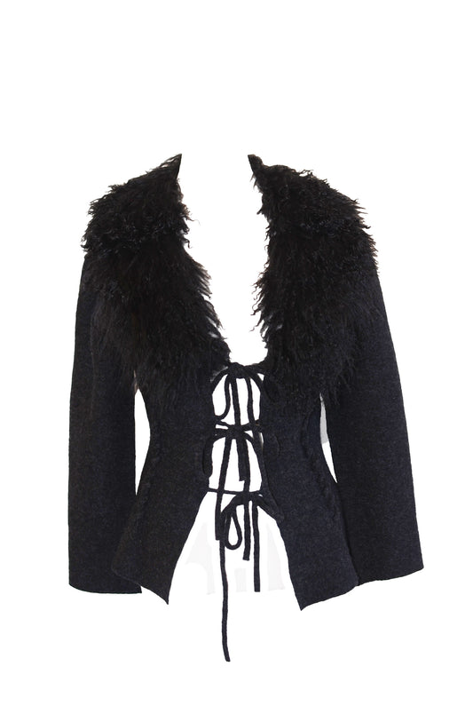 Cavalli Faux Fur Trim Top